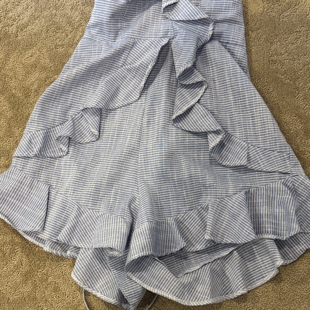 Blue Striped Ruffle Romper - Picture 2 of 3